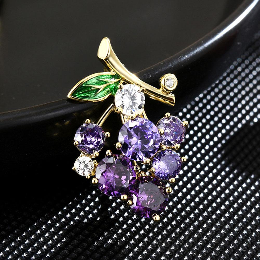 Grape Crystal Brooch Pin Rhinesone Fruits Women's Brooches Wedding Jewelry Gifts