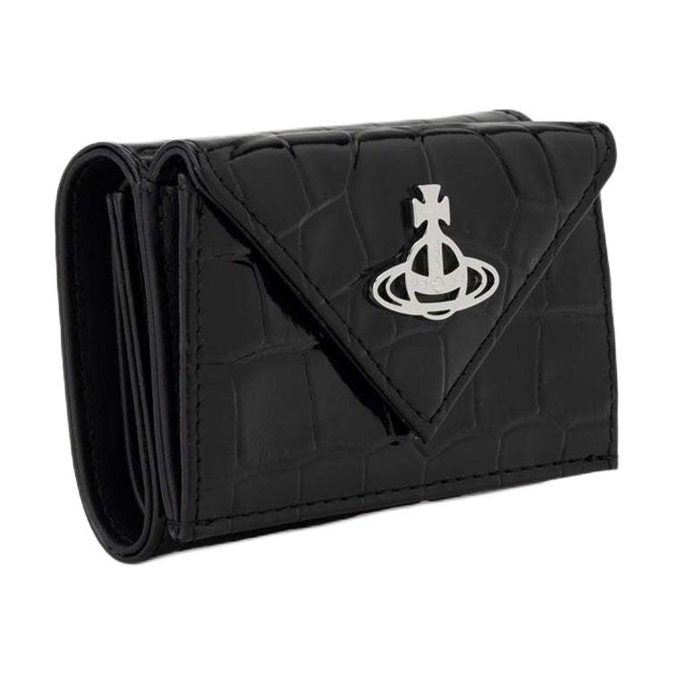 VIVIENNE WESTWOOD Кошелек-конверт из тисненой под крокодила кожи Мини-кошелек Женский кошелек Черный 1220951194-013