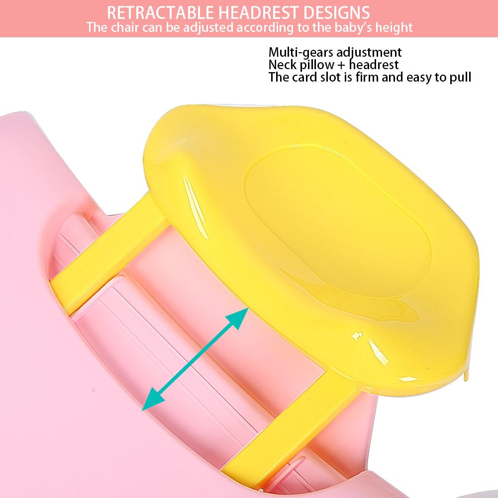 Folding Children Shampoo Chair Adjustable Cartoon Baby Shampoo Lying Chair Pink