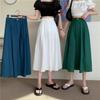 Юбка А-силуэта с высокой талией 2024 года: Весна, корейская мода, прикрывающие бедра, утягивающие, средней длины для больших размеров