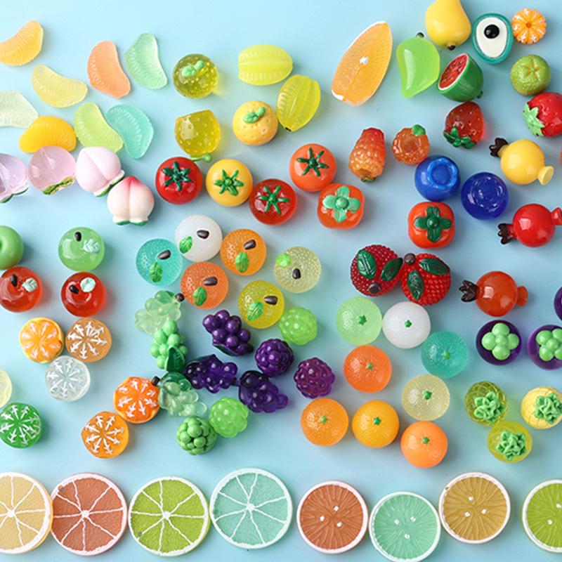 10pcs Miniature Fruit Micro Landscape Tiny Resin Fruit Diorama for Fairy Gardens Desk Decor DIY Handmade Accessories Kids Toys