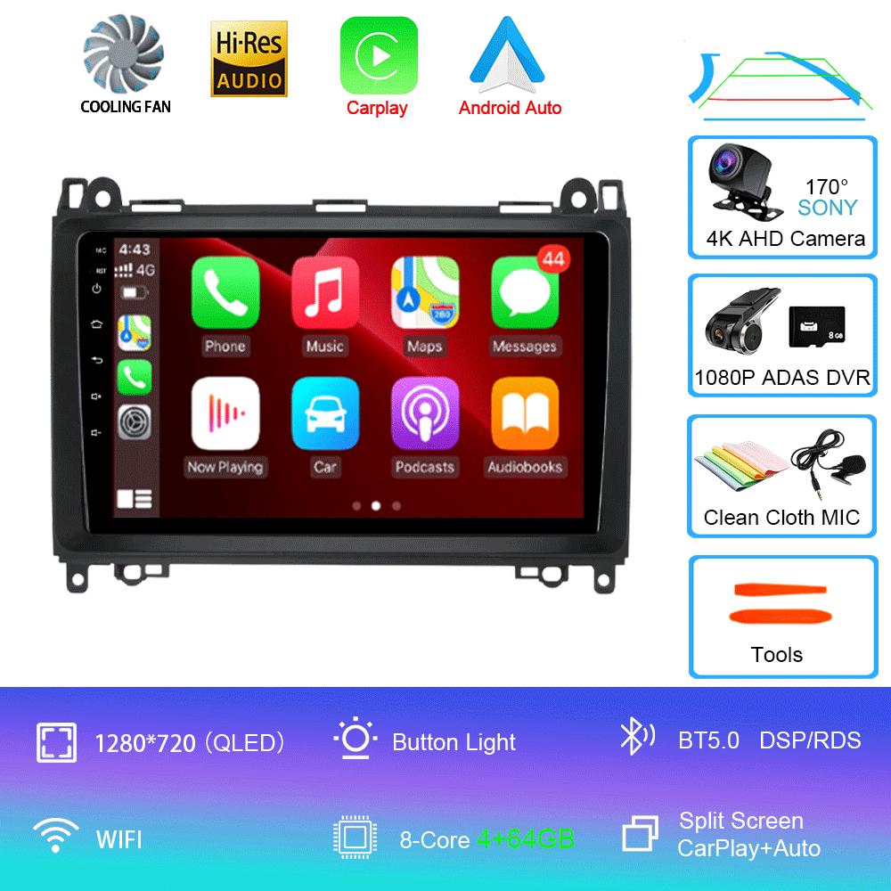 Видеоплеер Android 14 9'' для Mercedes Benz B200 Sprinter W906 W639 AB Class W169 W245 Viano Vito Car Radio Multimedia GPS DVD