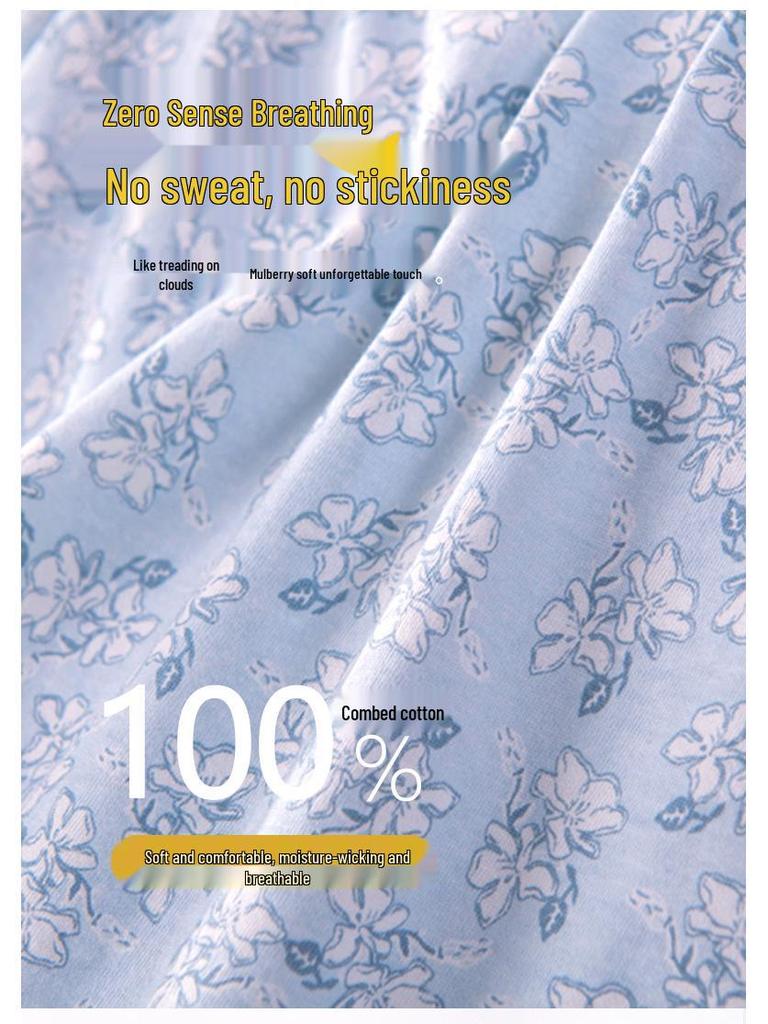 Женские трикотажные пижамные брюки из чистого хлопка - Весна/Лето, Свободный крой, Большой размер, Эластичная талия, Защита от комаров