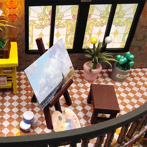 Fashion Alley Miniature Dollhouse Kit, Tsukumukaku, Handmade Kit for Beginners, Includes Acrylic Case (M2132Z)