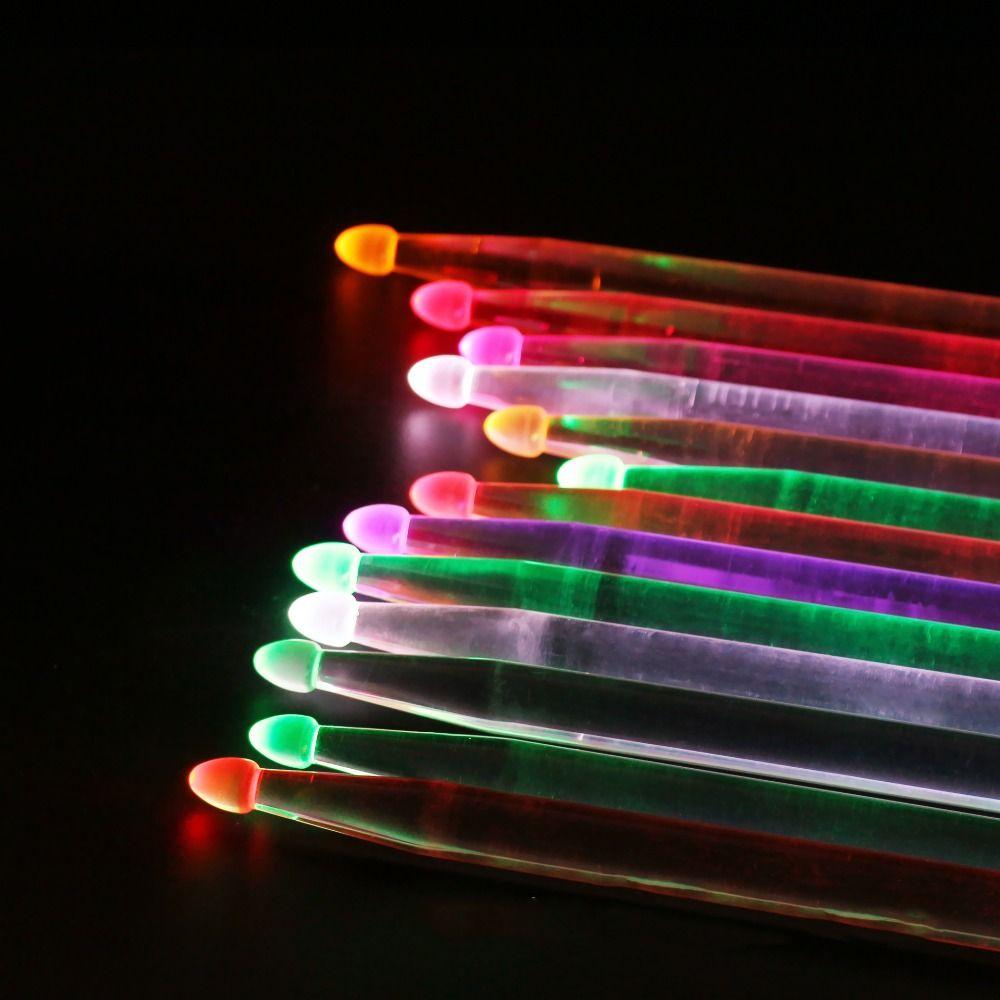 2Pcs Acrylic Light Up Drum Sticks Colorful Fluorescent Drumsticks Drummer Gifts