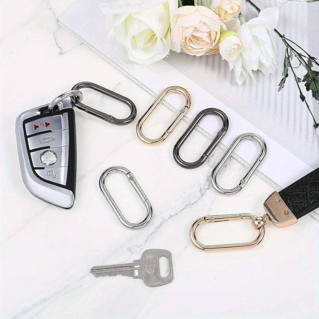 5 шт. Овальные пружинные кольца-клипсы, Открывающееся О-образное кольцо-карабин для брелоков, Застежка-пряжка, Рюкзаков, Кошелька, Ключей, Ремешка для сумки