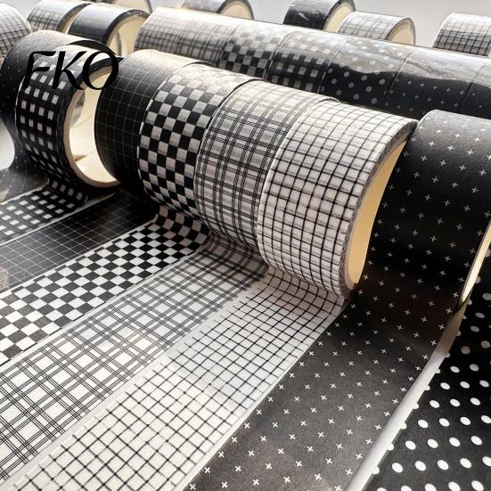 Black And White Plaid Tape Grid Washi Tape, Pattern Decorative Masking Classic for Arts, DIY Crafts, Journals, Planners, Scrapbooking, Gift