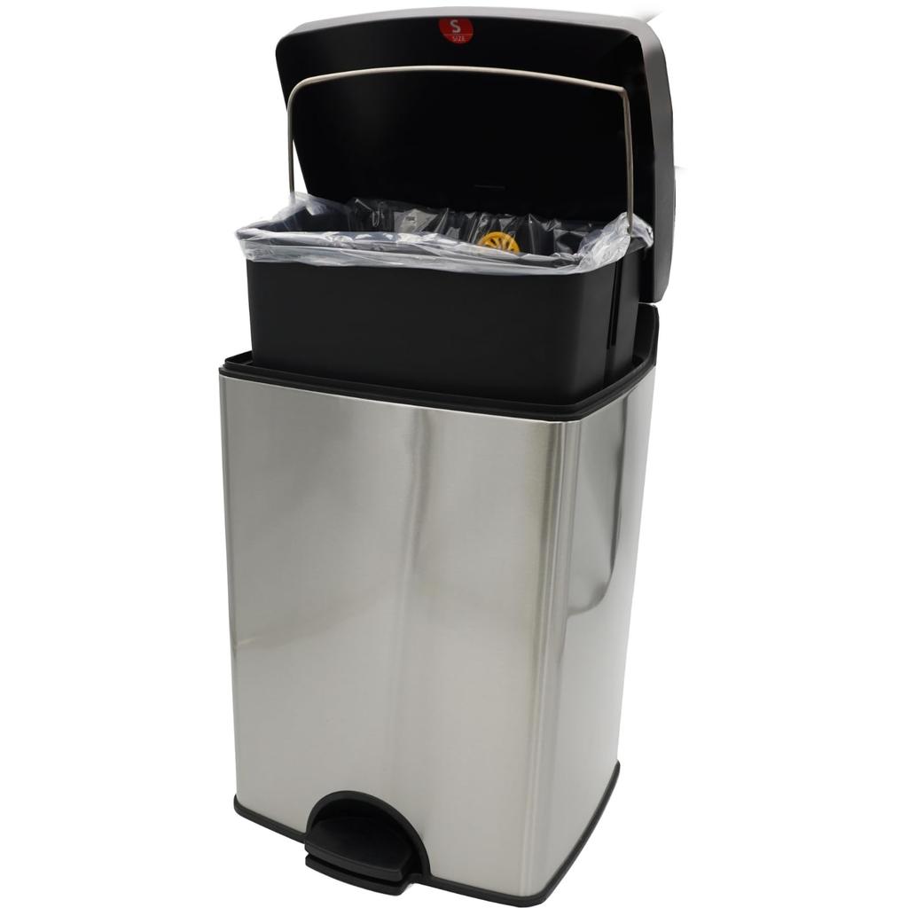 Yamazaki Sangyo CONDOR Мусорное ведро FIT Step с контейнером и нержавеющей сталью Ш x 27 см Г x Изделие Банка, ST-15, Компактное, Экономящее место, Крышка,