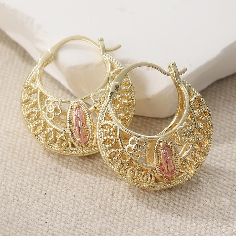 Винтажные серьги-кольца с ручной резьбой в виде полых цветов с текстурой, женские элегантные изысканные позолоченные банкетные фестивальные ювелирные изделия ручной работы