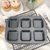 Non-stick Brownie Cake Pan 6 Cavities Bread Mold Kitchen Accessory Muffin Cake Baking Tray  Pudding
