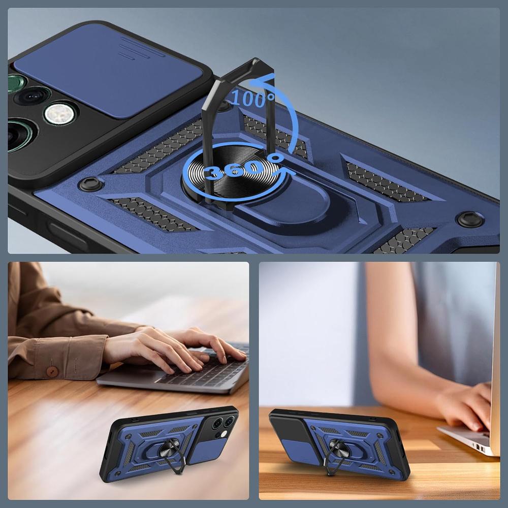 Armored case for Oppo Reno 14, CamShield Slide, blue
