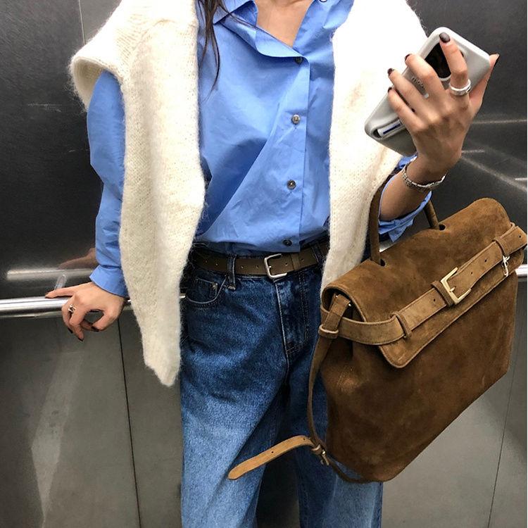 Retro Belt Buckle Shoulder Bag Women Fashion Casual Commuting Niche Design Handbag Ladies Portable Versatile Flip Tote Bag 2025