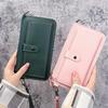 Leather Women Wallets Luxury Long Hasp Fold-over Pattern Coin Purses Female Solid Colors New Thin Clutch Phone Bag