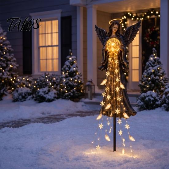 Energy Saving Path Lighting Solar Angel Remembrance Garden Light, LED Blessing Statue with Warm Cascading Outdoor Powered Flower Bed Lights