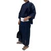 Kimono Yukata Set of Square Checkered Navy [Kyoto Yuzen] Men's 2, Cotton, One-touch Obi, Men's Kimono, Waterfall, Pattern, Black, (Navy, M)