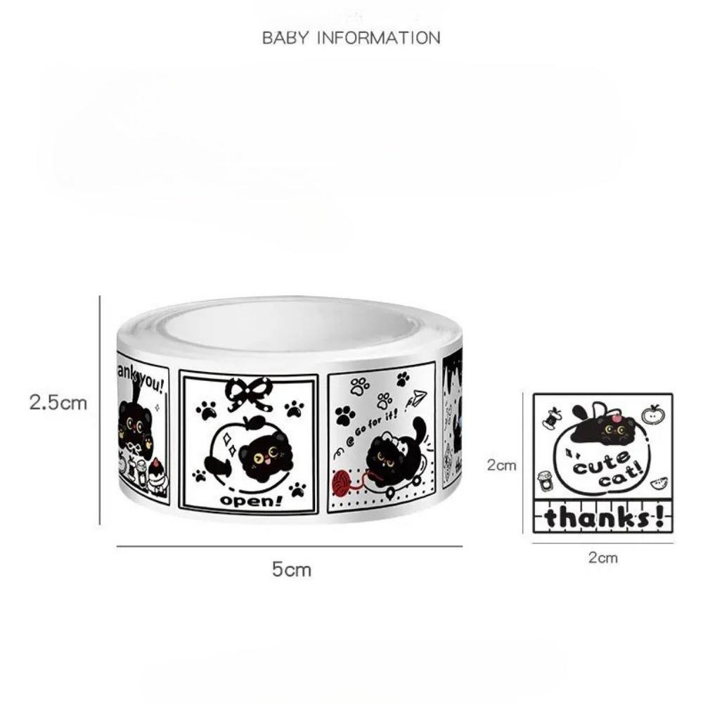 300 шт./рулон Кавайная Мультяшная Наклейка Черный Кот Наклейки для Запечатывания Пузырчатых Конвертов Декоративные Наклейки Веселые Милые Канцелярские Товары Наклейки для DIY для Детей