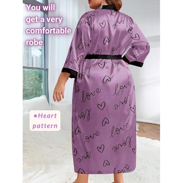 Женский халат на День святого Валентина больших размеров, сексуальный атласный халат, длинная одежда для сна