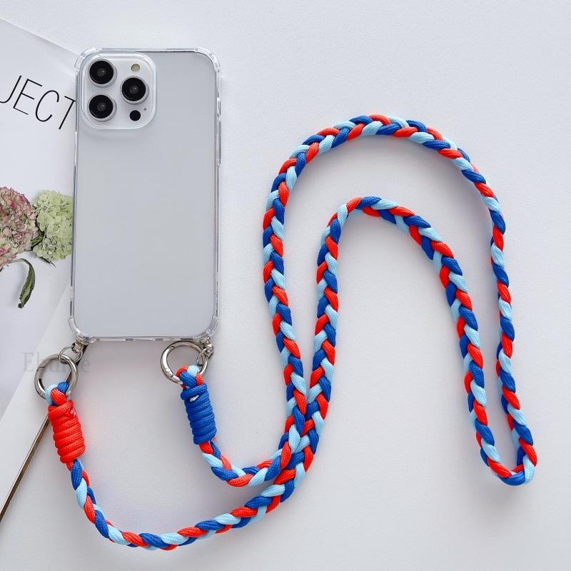 Чехол-сумка через плечо с ремешком на шею для Samsung Galaxy S24 S23 S22 Ultra S21 Plus S20 FE Note 20, противоударный, плетеный шнурок, прозрачная крышка