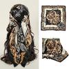90*90cm Square Scarf Women Silk Satin Bandana Hijabs Black Printed Headband Wrap Female Lady Travel Turban  Muslim Hijab