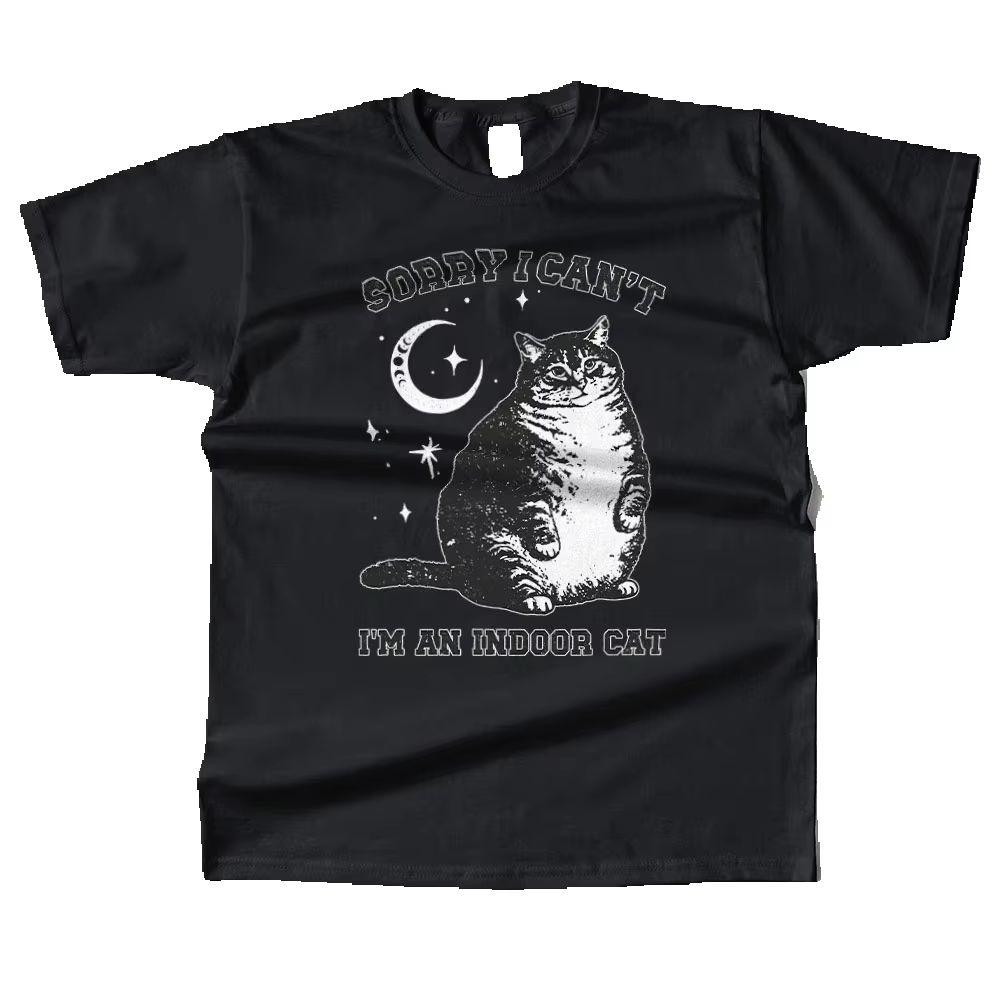 pc Indoor Cat Graphic High Quality Cotton T shirt Unisex Unisex Women Kids Streetwear Casual Short Sleeve Tops Fashion
