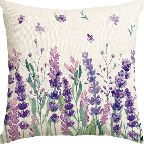Растение и Цветок Льняная Наволочка Фиолетовая Лаванда С Принтом Подушка Чехол Наволочка Дом Диван
