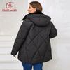 HaiLuoZi 2023 Новая женская зимняя куртка больших размеров с меховым капюшоном, толстая женская верхняя одежда с наклонным карманом, высококачественное женское пальто 1167