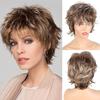 Gradual Gray White Short Curly Hair Set for Middle-aged and Elderly People
