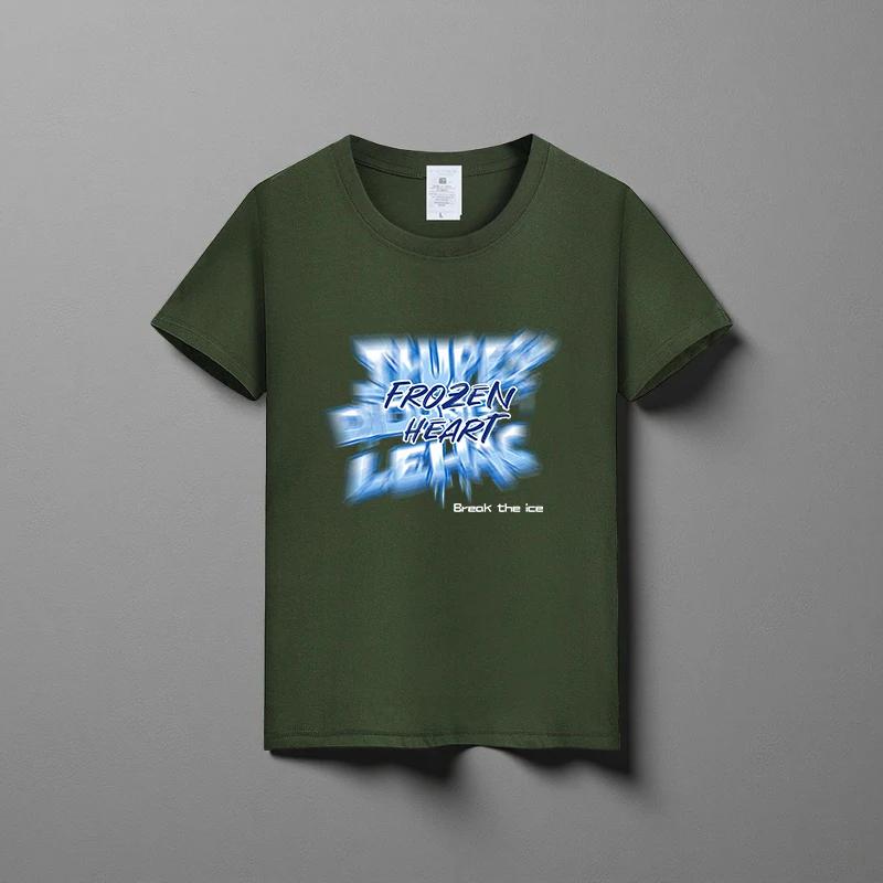 Летняя новая универсальная футболка унисекс из чистого хлопка, модная повседневная футболка с круглым вырезом, дышащая, свободного кроя, с принтом, с короткими рукавами