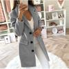 Autumn and Winter Solid Color Suit Collar Mid-length Double-breasted Woolen Coat for Women