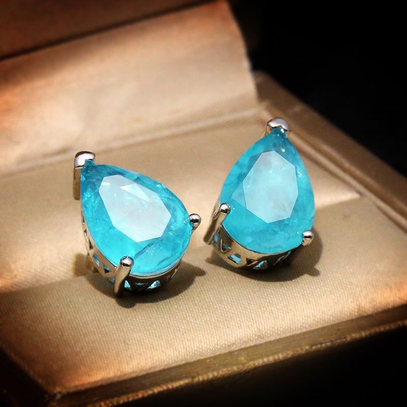 Genuine 925 Sterling Silver Origin Sapphire Earring For Females Aros Mujer Oreja Orecchini Silver 925 Jewelry Sapphire Gemstone