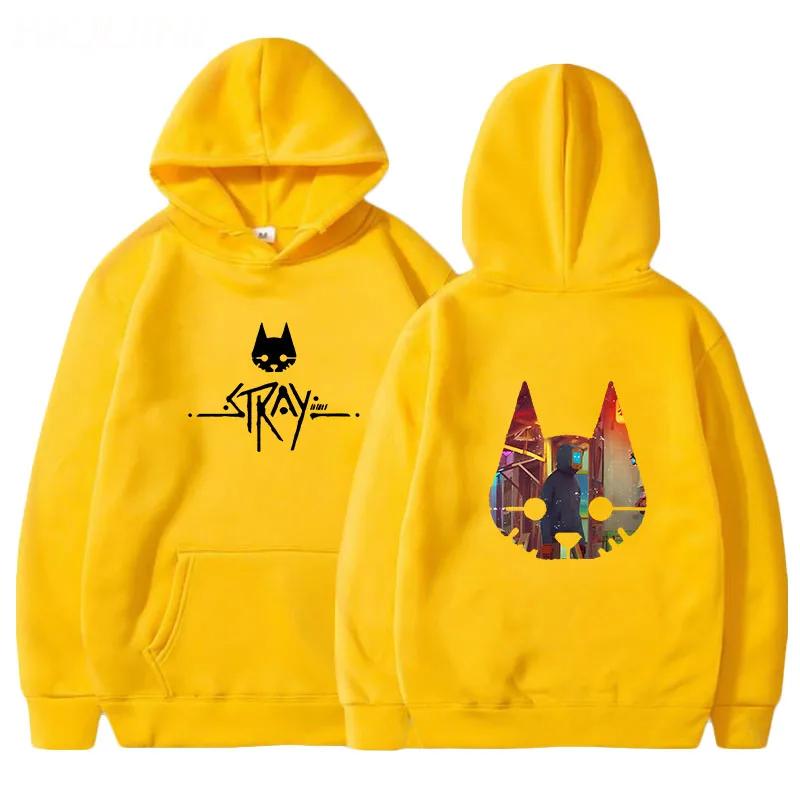 Stray Game Cat  Anime Hoodie Hot Game Printing Clothes Men Winter Fleece Pullover Tops Oversized Sweatshirts