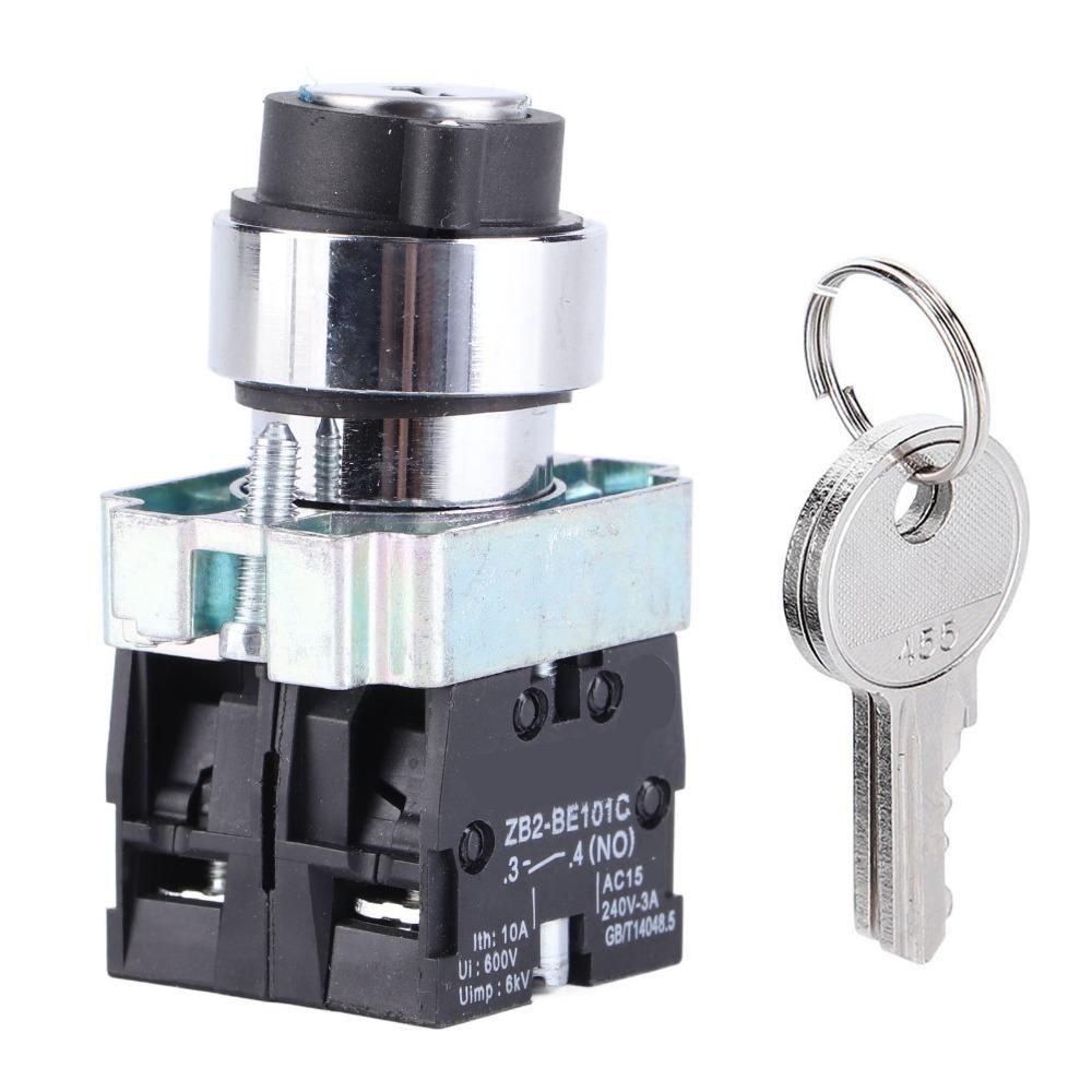 2 Position Key Lock Switch ZB2BE101 ZB2BE102C Self-Reset Power Lock Modular Structure Light Impact Rotation Locking