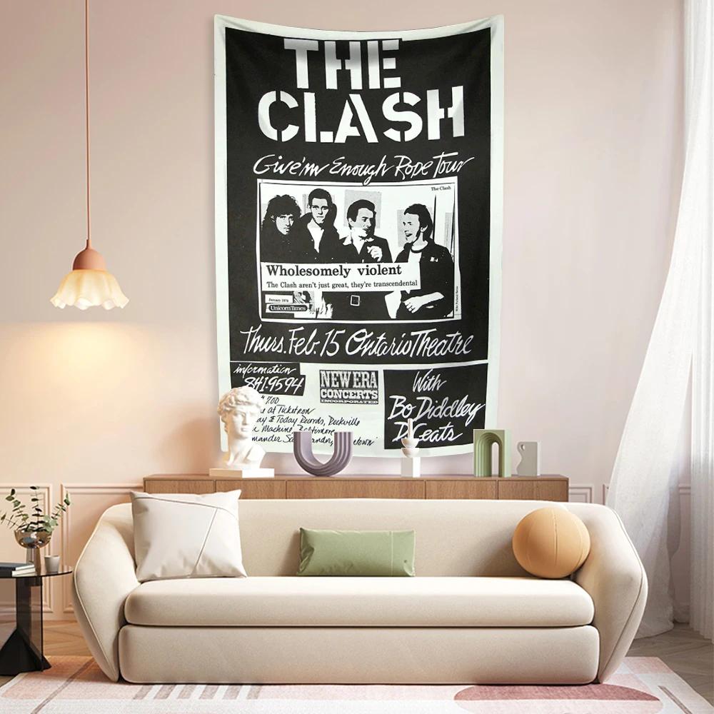 Гобелен Рок-н-ролл Музыка Хэви-метал The Clash Настенное украшение для спальни Большой тканевый фон для общежития Декор для концерта