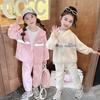 Girls' Suit Casual Sports  Hooded Windbreaker  Wear Children's Sportswear Spring and Autumn Simplicity  Two-Piece Suit