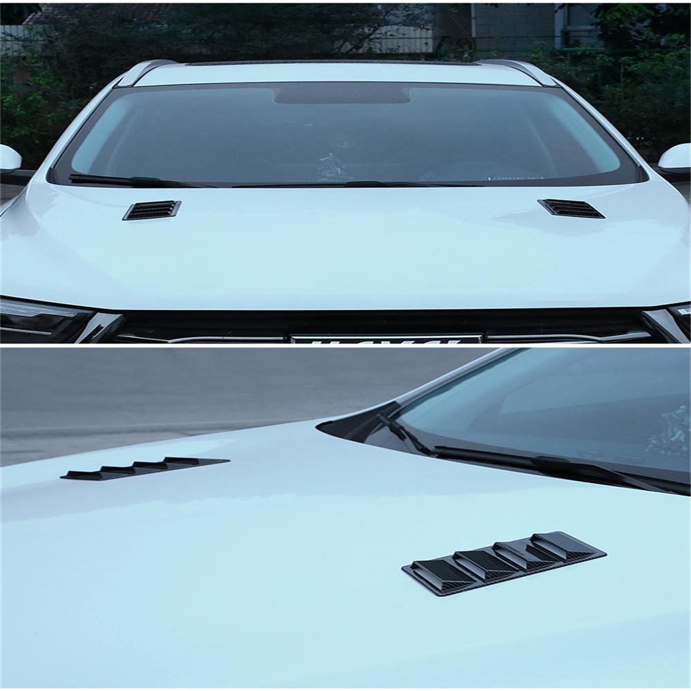 2x Carbon Fiber Look Car Front Bonnet Vent Hood Air Flow Intake Decorative Cover