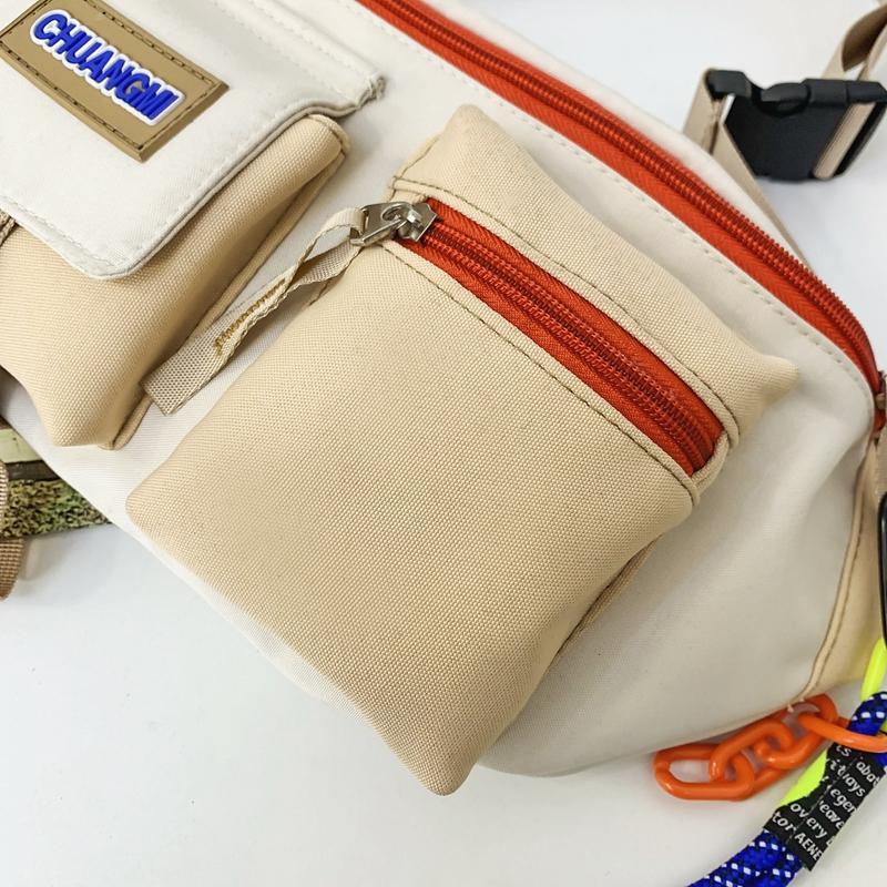 Colorblock Shoulder Crossbody Bag Sports Chest Bag Casual Small Satchel Bag For Men