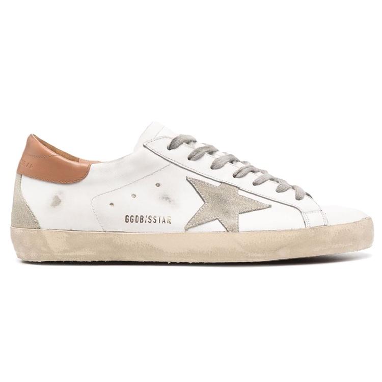Golden Goose Super-Star White Vacchetta Tan Grey Suede Patch Men's GMF00102.F002182.10803
