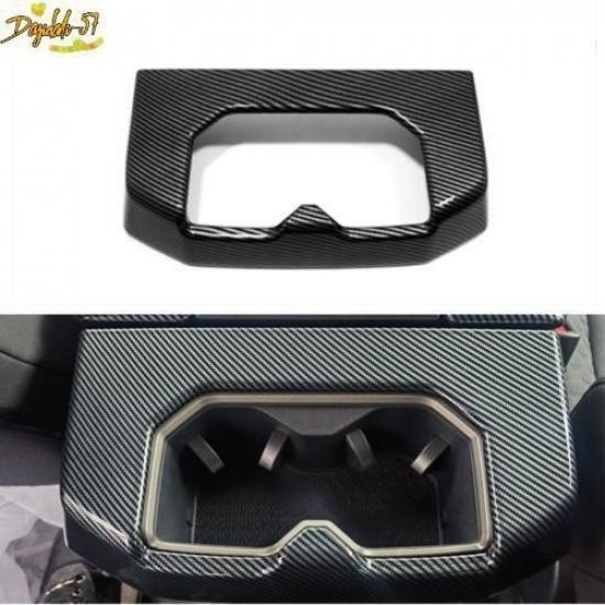 Carbon Fiber Rear Cup Holder Cover Trim frame 1pcs For Toyota Tundra