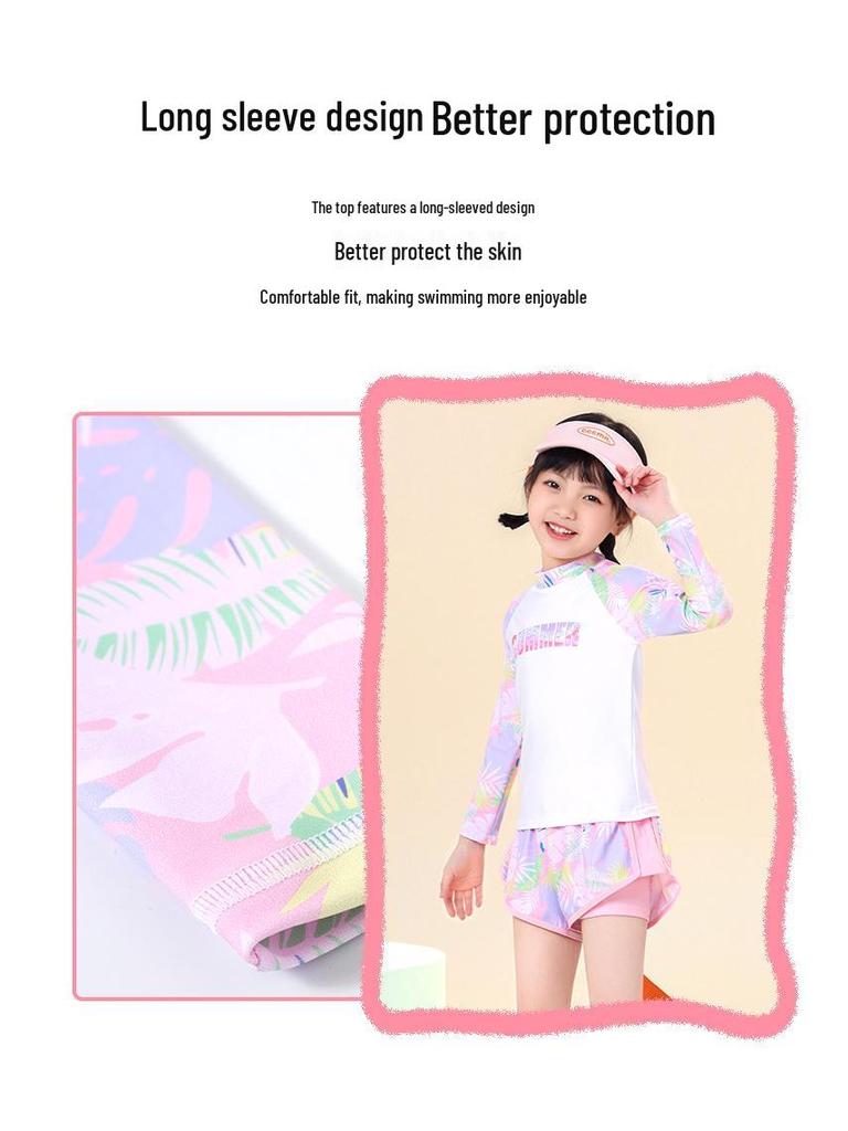 Консервативный купальник с длинным рукавом для девочек, быстросохнущий (Стиль 2025 года)