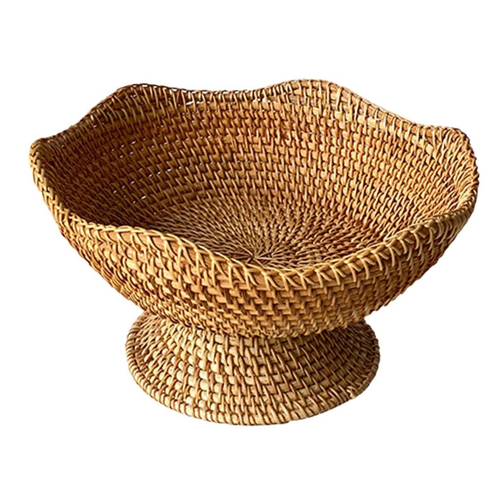 Handmade Rattan Fruit Basket Pantry Organizer Home Living Room Basket Rattan Bread Bowl for Countertop Party Dining Room Makeup
