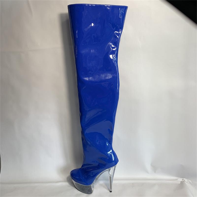 Весна средний размер черный клейкая подошва высокий верх однотонный банкет круглый носок тонкий каблук заказ остроносые модные ботинки 15см