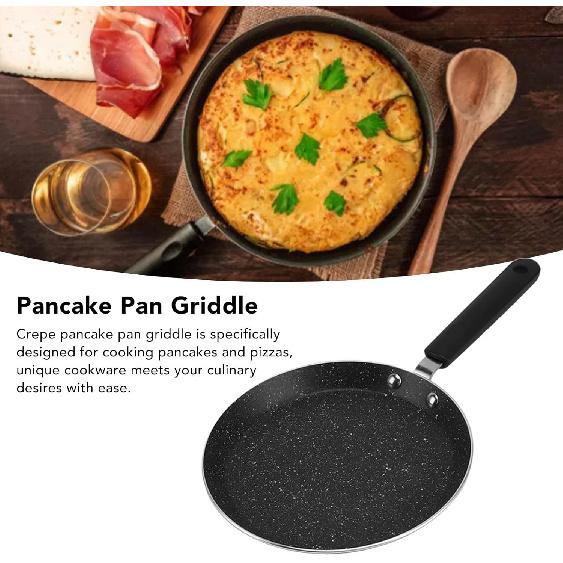 Tissting Crepe Pan 6in Aluminum Alloy Non Stick Pancake Dosa Griddle with Plastic Handle, Round Flat Skillet for Induction Stove Gas Cooker