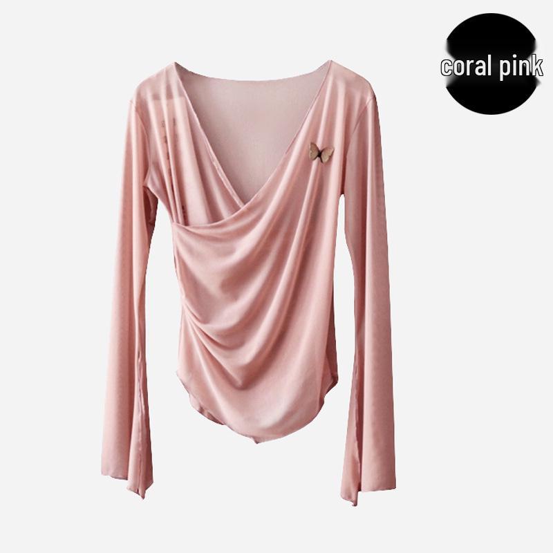 Взрослый женский этнический танцевальный топ из марли с бабочками для современного и классического танца