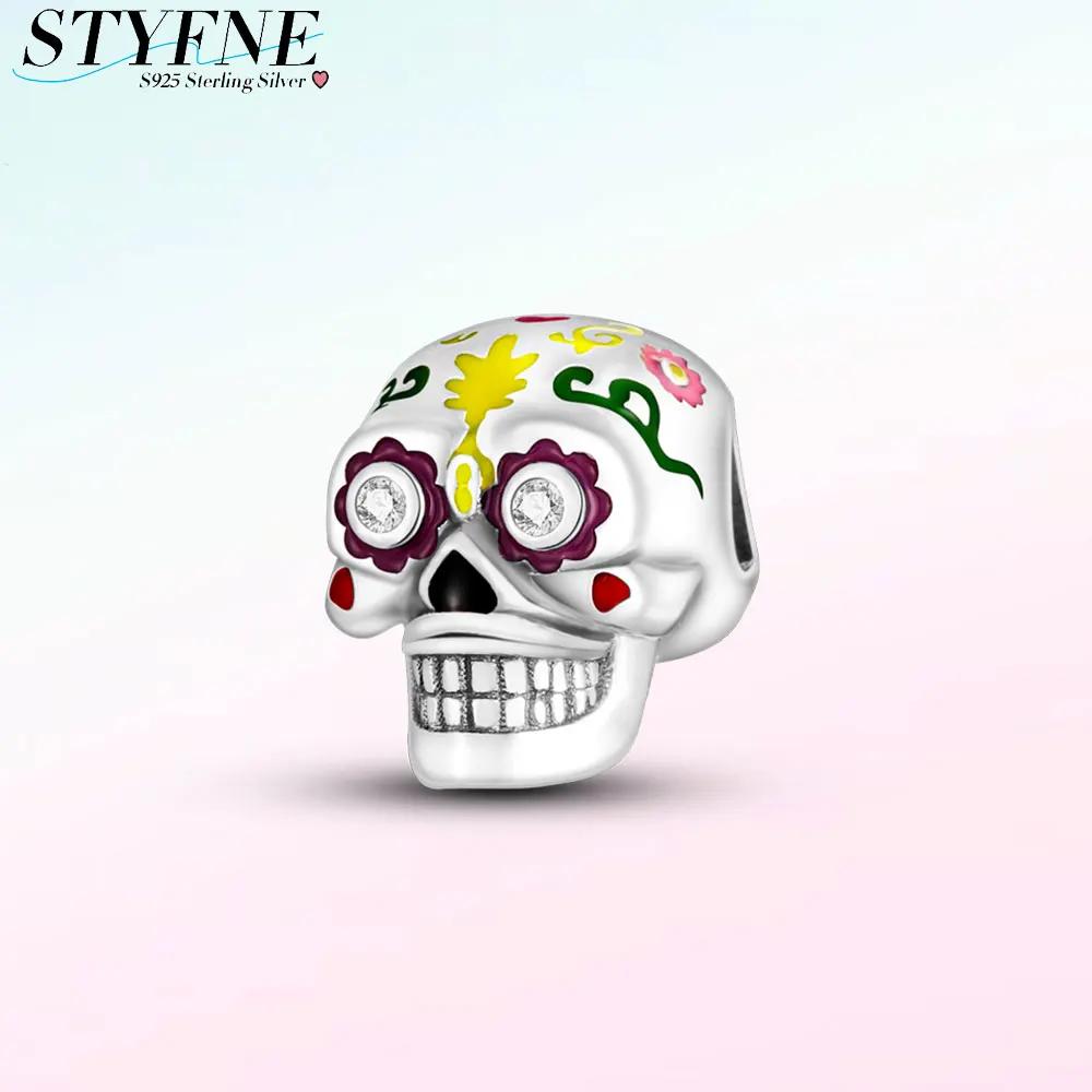Anniversary Copper Halloween Series Charms Luminous Skull Lil Ghost Beads Fit Original Bracelet Women Fine Jewelry Gift