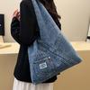 Vintage Denim Bag Women Travel School Office Outdoor Large Pocket Black Blue Jean Tote Shoulder Bag For Women