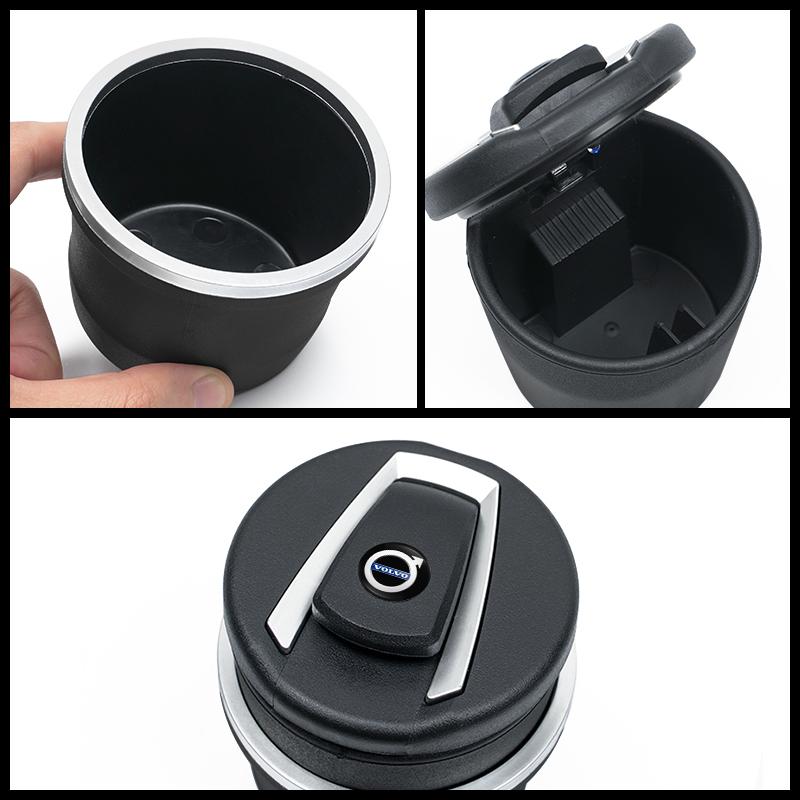 bngxu9 Volvo Car Cigarette Ashtray Cup LED Light Storage Trash Can For C30 V50 T6 190h R XC S60 V60 XC90 V40 S90 V70 XC60 XC40 SC60 AWD