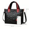 Stylish Letter Embossed Handbag, Color Contrast Crossbody Bag, Women's Top Handle Tote Bag Shoulder Purse