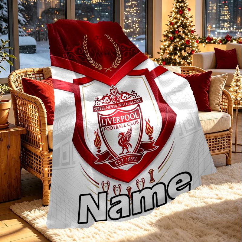 Custom Name Personalized Liverpool Football Club Print Blanket, Home Decor, Bedroom, Sofa, Camping, Couch, Gifts for Birthday Christmas
