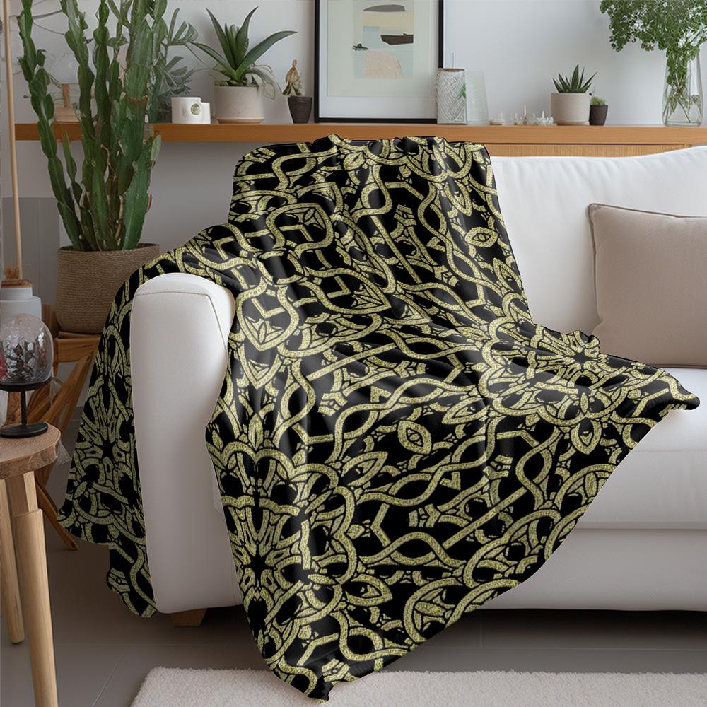 Warm Fleece Blanket with Geometric Pattern Decorative Throw Blanket Sofa Bed Living Room Bedding Soft Warm Cozy Gift