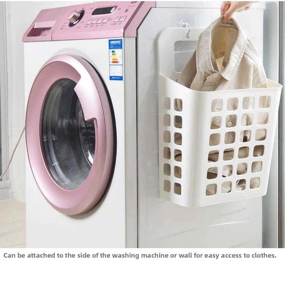 Folded Hanging Laundry Basket Draining Holes Dirty Laundry Organizer Bedroom Closet